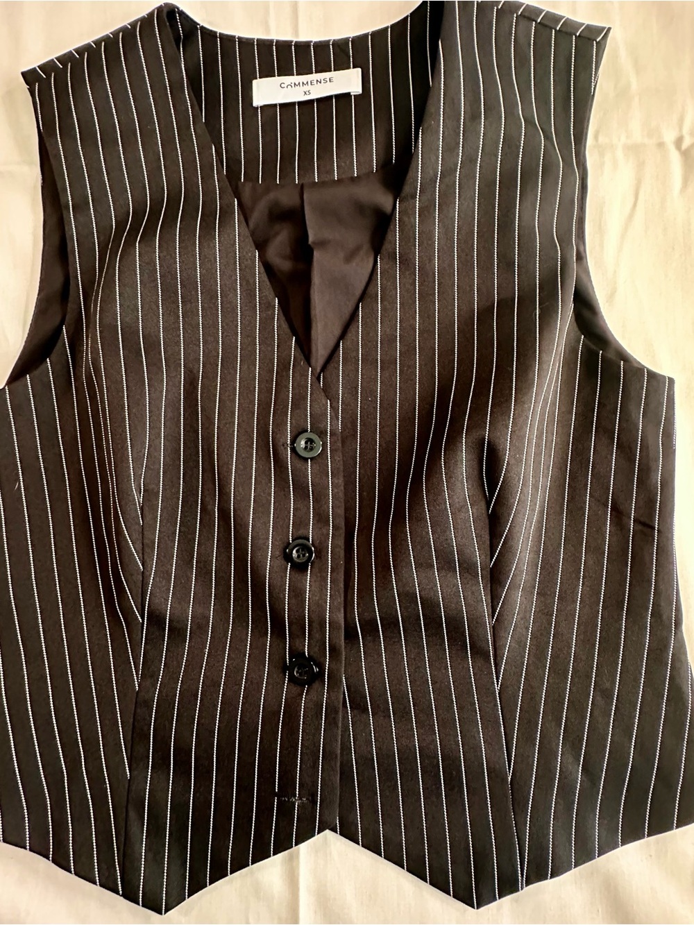 Black Pinstripe Women Vest business Boho size xs
